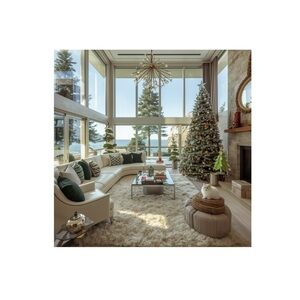 HANDCRAFTED digital art print / poster Festive Green and White Holiday decor